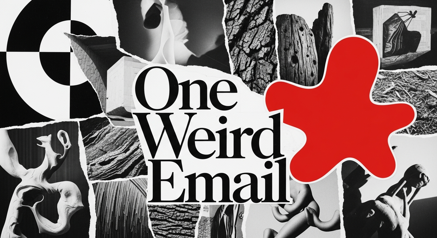 One Weird Email - Collage art with bold typography